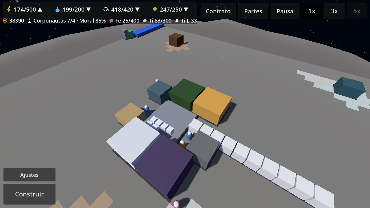 The colony seen from the orbital camera, its modules linked by corridors