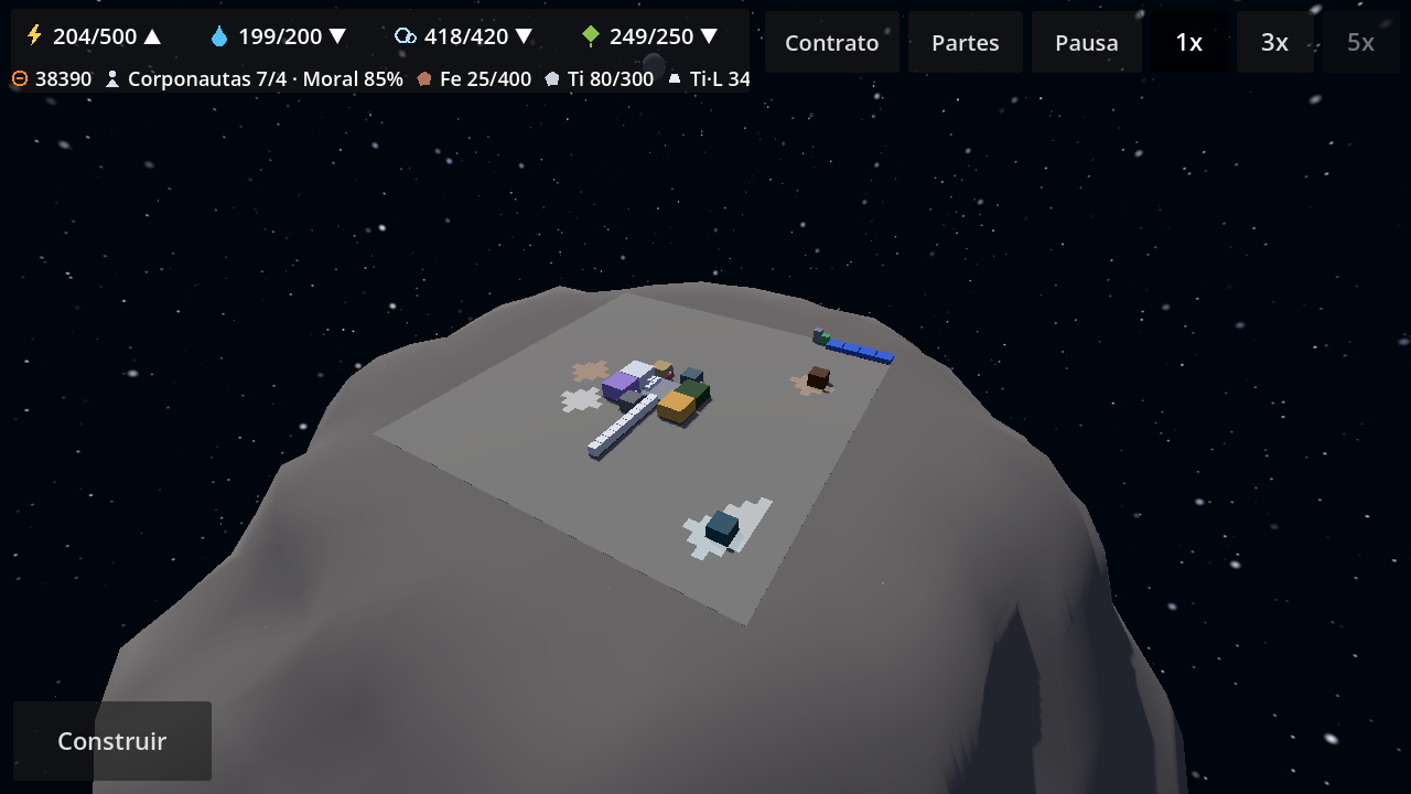 The asteroid and the shuttle against the starfield